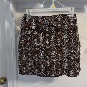 Free the Roses Brown and White Floral Mini Skirt